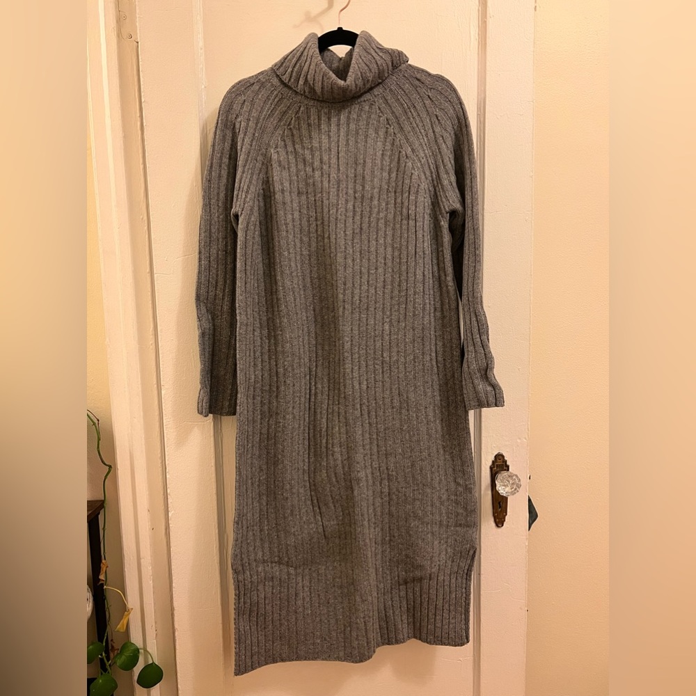 OAK + FORT grey turtleneck sweater dress
